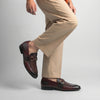 LE TOROClassic Maroon Leather Luxury Loafers with Buckle