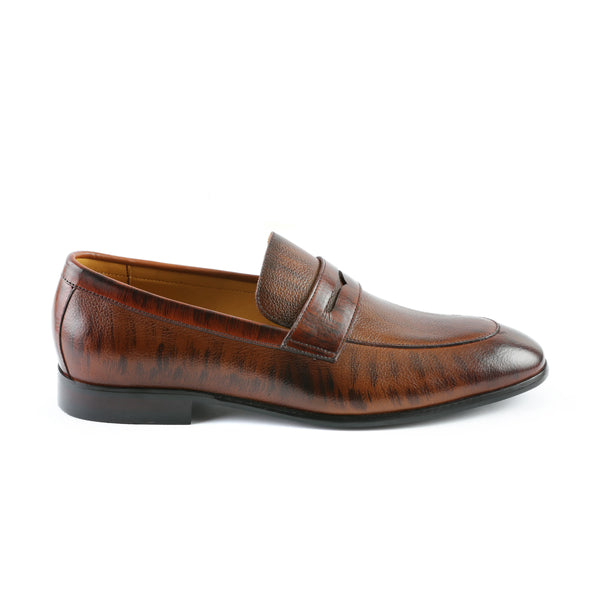 LE TORO Premium Brown Leather Penny Loafers for Men