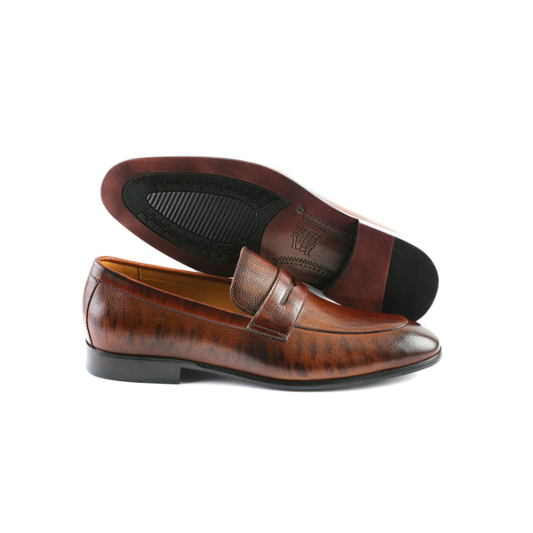 LE TORO Premium Brown Leather Penny Loafers for Men