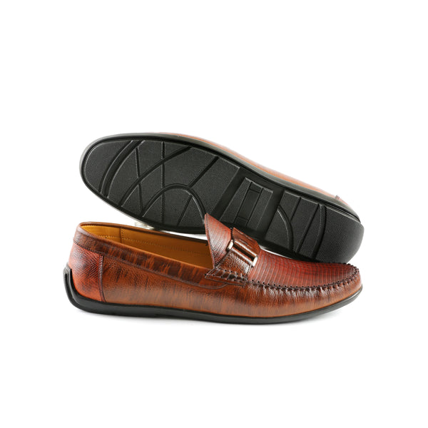 LE TOROPremium Brown Texture Moccasins