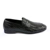 LE TORO Premium Black Woven Leather Penny Loafers