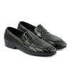LE TORO Premium Black Woven Leather Penny Loafers