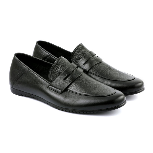 LE TORO Classic BlackLeather Penny Loafers