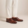 LE TORO Tan Brown Brogue Leather Oxford Shoes withDetailing