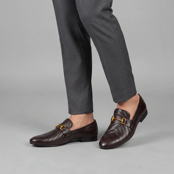 LE TORO Classic Brown Designer Luxury Loafers with Metal Buckle
