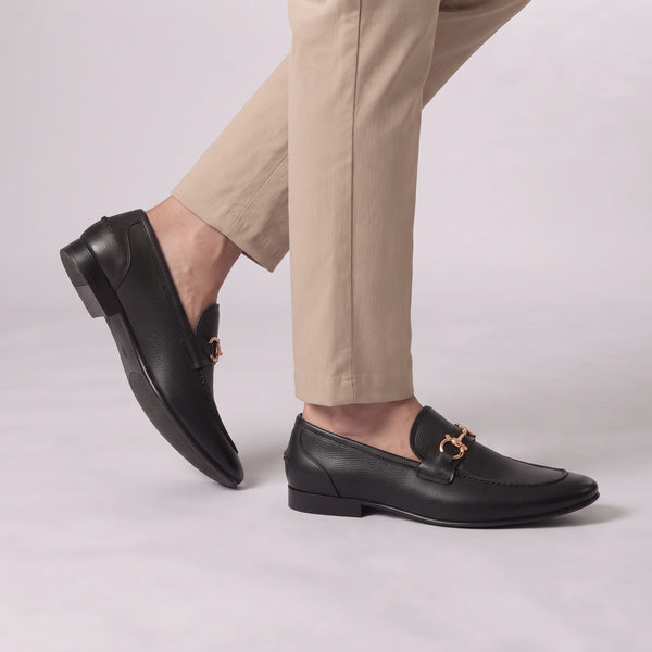 LE TORO Elegant Black Horsebit Loafers