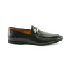 LE TORO Premium Black Perforated Leather Metal Buckle Loafers
