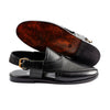 LE TORO Men's Premium Black Brogue Leather Peshawari Sandals