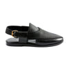 LE TORO Men's Premium Black Brogue Leather Peshawari Sandals