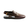 LE TORO Men's Premium Brown Textured Leather Peshawari Sandals