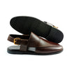 LE TORO Men's Premium Brown Textured Leather Peshawari Sandals