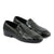 LE TORO Premium Black Woven Leather Penny Loafers