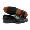 LE TORO Premium Black Woven Leather Penny Loafers