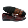 LE TOROClassic Maroon Leather Luxury Loafers with Buckle