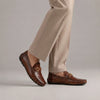 LE TORO Men's Classic Brown Metal Buckle Moccasins